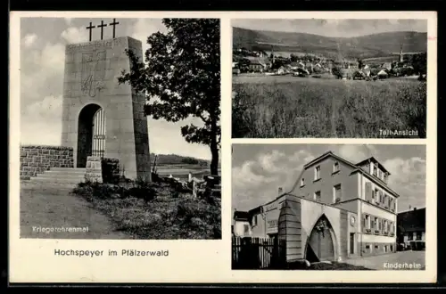 AK Hochspeyer, Kriegerehrenmal, Kinderheim, Teilansicht
