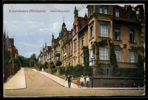 AK Kaiserslautern, Obere Ringstrasse mit Spaziergängern