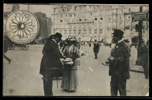 AK Frankfurt am Main, Margueritentag, Die Blume der Barmherzigkeit, Strassenverkauf