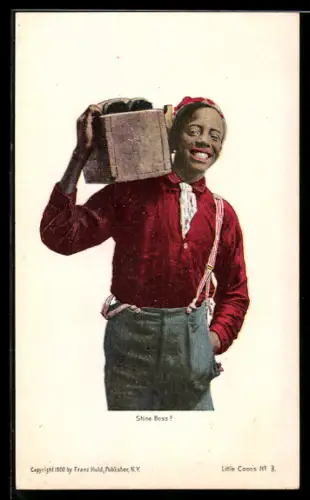 AK Junge mit Schuhputzwerkzeugen