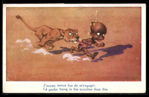 AK J`aurais mieux fait de m`engager..., Kolonialhumor