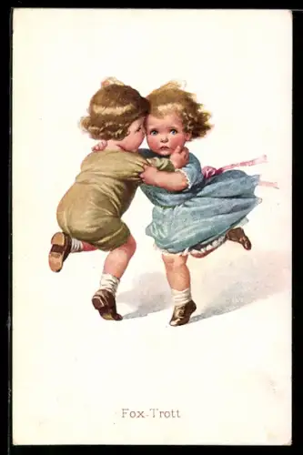 Künstler-AK Kleine Kinder beim Einstudieren eines Fox-Trott