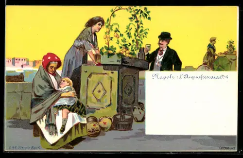 Lithographie Neapel / Napoli, L`Acquafrescaia