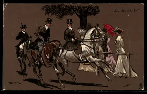 AK London, The Row, Elegante Reiter und Spaziergänger, London Life