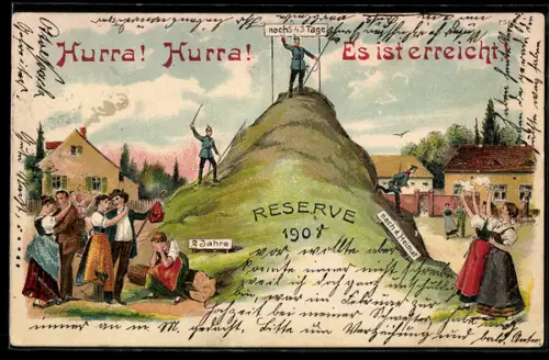 AK Frauen weinen & Soldat der Reserve steht auf einem Hügel