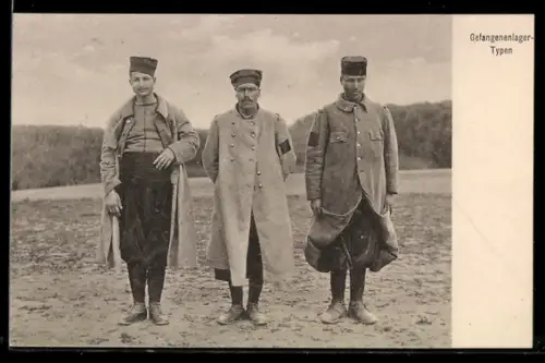 AK Drei Kriegsgefangene in Uniform