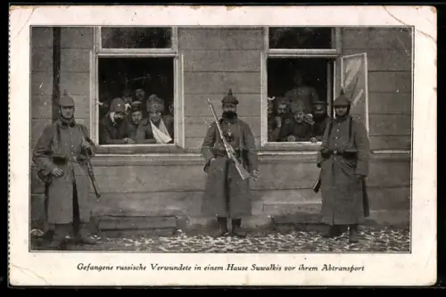 AK Russische Kriegsgefangene vor ihrem Abtransport