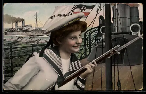 AK Matrosin von SMS Braunschweig mit Gewehr