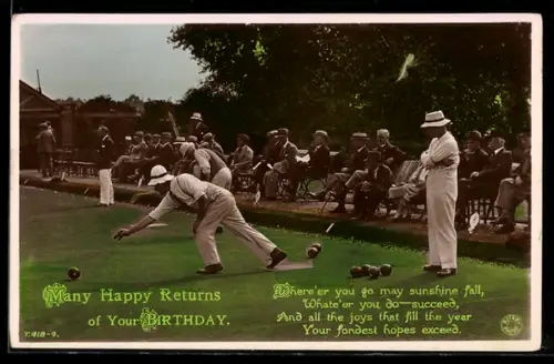 AK Männer beim Boulespiel