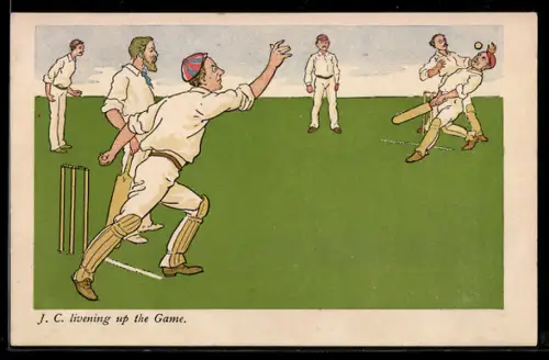 AK Männer beim Cricketspiel, ein Spieler bekommt einen Ball an den Kopf