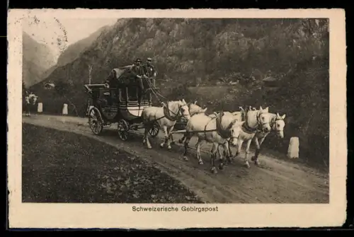 AK Postkutsche schweizerische Gebirgspost