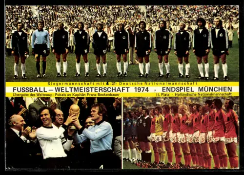 AK Fussballmannschaften zur Weltmeisterschaft 1974, deutsche und holländische Spieler