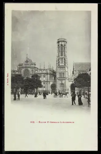 AK Paris, Église St-Germain-l`Auxerrois et place animée