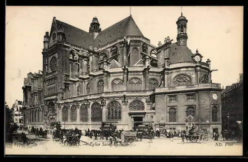 AK Paris, Église Saint-Eustache avec animation urbaine