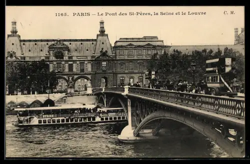 AK Paris, Le Pont des St-Pères, la Seine et le Louvre