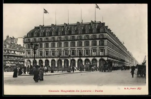 AK Paris, Grands Magasins du Louvre et animation urbaine