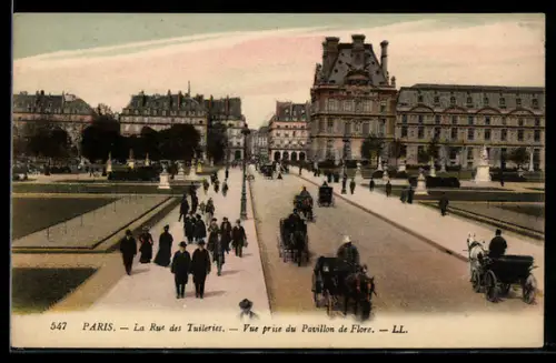 AK Paris, La Rue des Tuileries, vue prise du Pavillon de Flore