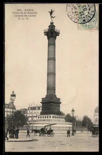 AK Paris, Place de la Bastille et Colonne de Juillet