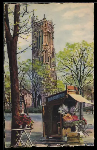 Künstler-AK Paris, La tour Saint-Jacqes