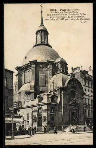 AK Paris, Le Temple Sainte-Marie rue Saint-Antoine