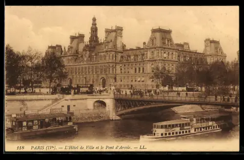 AK Paris, L`Hôtel de Ville et le Pont d`Arcole
