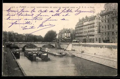 AK Paris, Pont Saint-Michel et Qai du Marché Neuf