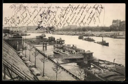 AK Paris, Vue sur la Siene, vers l`Île Saint-Louis