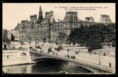 AK Paris, L`Hôtel de Ville et le Pont d`Arcole