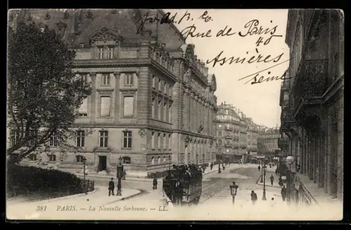 AK Paris, La Nouvelle Sorbonne et rue animée