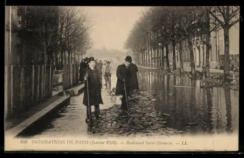 AK Paris, Inondations de janvier 1910, Boulevard Saint-Germain