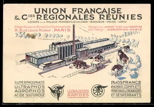 AK Paris, Usines de l`Union Francaise & Cies Régionales Réunies, production d`engrais et de produits chimiques
