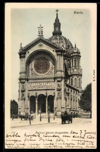 Glitzer-Perl-AK Paris, Eglise Saint-Augustin