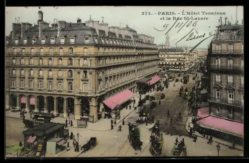 AK Paris, L`Hôtel Terminus et la Rue St. Lazare