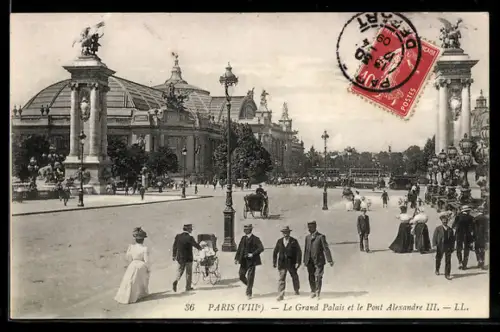 AK Paris, Le Grand Palais et le Pont Alexandre III.