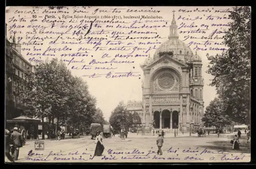 AK Paris, Église Saint-Augustin, boulevard Malesherbes