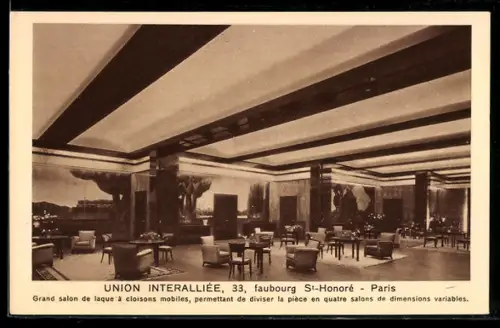 AK Paris, Grand salon de l`Union Interalliée avec cloisons mobiles au 33, faubourg St-Honoré