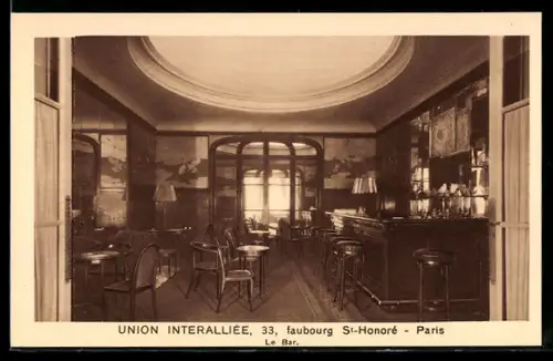 AK Paris, Union Interalliée, Le Bar, 33 faubourg St-Honoré