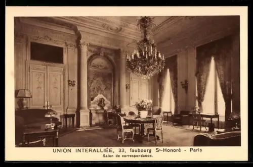 AK Paris, Salon de correspondance de l`Union Interalliée, 33 faubourg St-Honoré