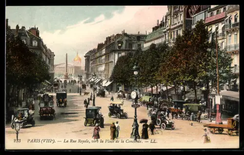 AK Paris, La Rue Royale, vers la Place de la Concorde