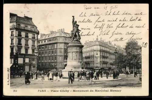AK Paris, Place Clichy, Monument du Maréchal Moncey