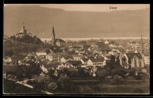 AK Uster, Teilansicht mit Kirche