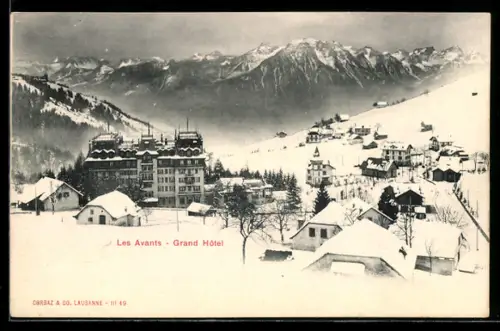 AK Les Avants, Grand Hôtel im Schnee