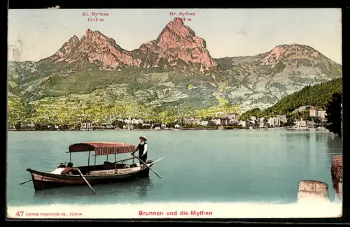 AK Brunnen, Teilansicht mit Kl. Mythen und Gr. Mythen