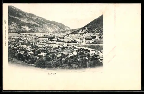 AK Chur, Panorama mit Strassenpartie