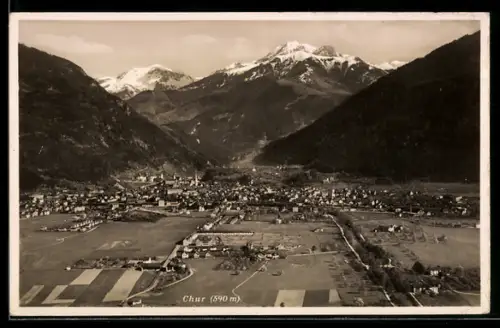 AK Chur, Teilansicht mit Strassenpartie