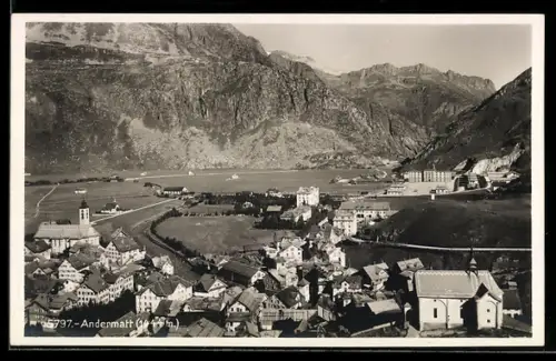 AK Andermatt, Teilansicht mit Kirche