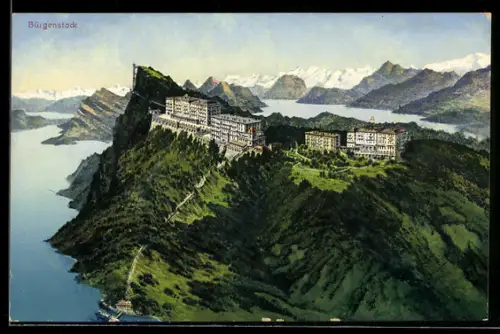Künstler-AK Bürgenstock, Panorama mit Hotel
