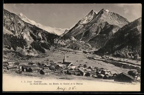 AK Evolene, La Dent-Blanche, les Dents de Vesivi et le Perroc, Um 1900