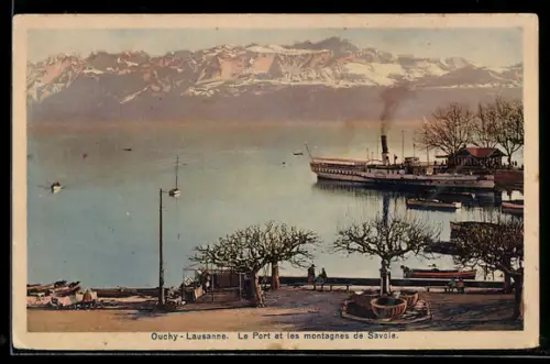 AK Ouchy-Lausanne, Le Port et les montagnes de Savoie