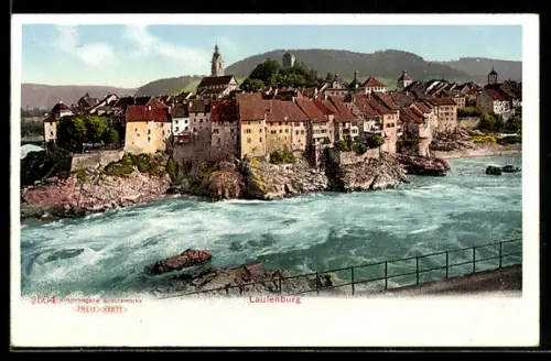 AK Laufenburg, Häuserpartie am reissenden Fluss